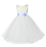 Ivory Formal Wedding Pageant Special Occasions Rattail Edge Tulle Flower Girl Dress 829T(1)