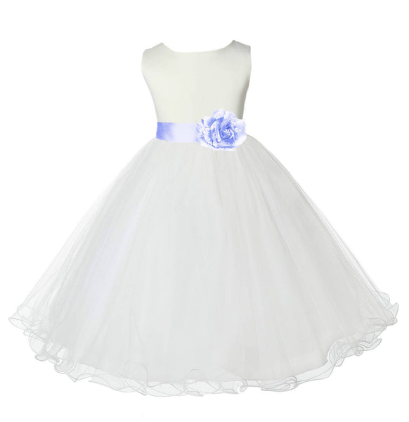 Ivory Formal Wedding Pageant Special Occasions Rattail Edge Tulle Flower Girl Dress 829T(1)
