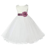 Ivory Formal Wedding Pageant Special Occasions Rattail Edge Tulle Flower Girl Dress 829T(5)