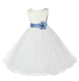 Ivory Formal Wedding Pageant Special Occasions Rattail Edge Tulle Flower Girl Dress 829T(3)