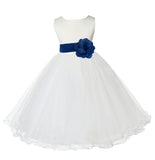 Ivory Formal Wedding Pageant Special Occasions Rattail Edge Tulle Flower Girl Dress 829S(1)