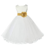 Ivory Formal Wedding Pageant Special Occasions Rattail Edge Tulle Flower Girl Dress 829T(1)