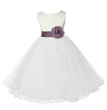 Ivory Formal Wedding Pageant Special Occasions Rattail Edge Tulle Flower Girl Dress 829T(2)