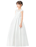 Illusion Lace Cap Sleeves Flower Girl Dress Elegant Princess Junior Bridesmaid Ballroom Dance L246