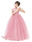 V-Back Flower Girl Dress with Rhinestones Formal Photoshoots Graduation Ceremony Dance Recital PR123