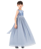 Heart Cutout Chiffon Flower Girl Dress for Formal Events Communion Baptism Father Daughter Dance SH1