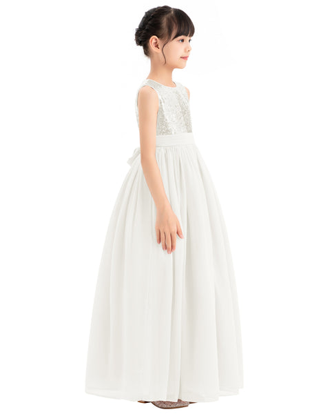 Heart Cutout Chiffon Flower Girl Dress for Formal Events Communion Baptism Father Daughter Dance SH1