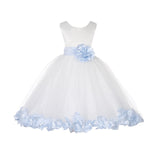 Ivory Tulle Floral Petals Flower Girl Dress Special Occasions Junior Pageant Wedding Holiday 302S(6)