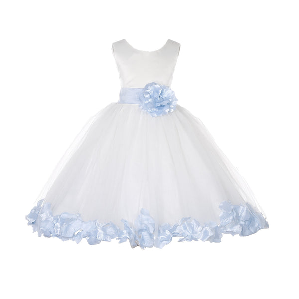 Ivory Tulle Floral Petals Flower Girl Dress Special Occasions Junior Pageant Wedding Holiday 302S(6)