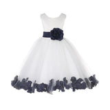 Ivory Tulle Floral Petals Flower Girl Dress Special Occasions Junior Pageant Wedding Holiday 302S(5)