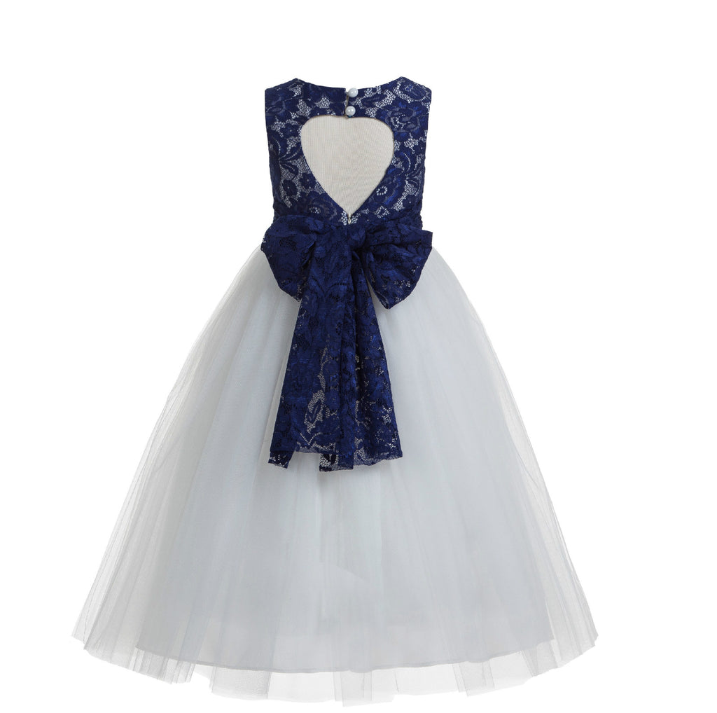 Floral Lace Heart Cutout Flower Girl Dress Junior Pageant Communion Baptism Wedding Tulle Dress 172 ivory / 8 Floral Lace Heart Cutout Flower Girl Dress Junior Pageant Communion Baptism Wedding Tulle Dress 172 ivory / 8