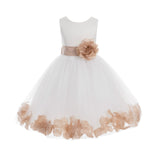 Ivory Tulle Floral Petals Flower Girl Dress Special Occasions Junior Pageant Wedding Holiday 302S(6)