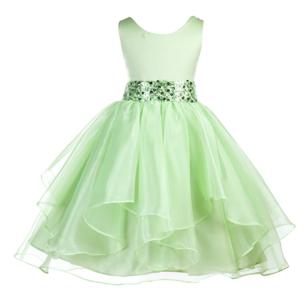 Sequin Ruffles Organza Flower Girl Dress Toddler Wedding Pageant Party Recital Special Event 012S(1) apple green / 2 Sequin Ruffles Organza Flower Girl Dress Toddler Wedding Pageant Party Recital Special Event 012S(1) apple green / 2