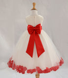 Ivory Elegant Wedding Pageant Special Events Petals Flower Girl Dress with Bow Tie Sash 302T(3)