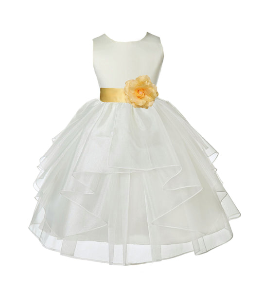 Ivory Shimmering Organza Flower Girl Dress Wedding Junior Bridesmaid Pageant Special Events 4613S(3)