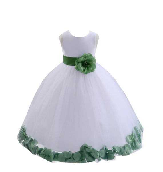 White Tulle Floral Petals Flower Girl Dress Special Occasions Junior P | Ekidsbridal White Tulle Floral Petals Flower Girl Dress Special Occasions Junior P | Ekidsbridal