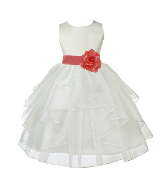 Ivory Shimmering Organza Flower Girl Dress Wedding Junior Bridesmaid Pageant Special Events 4613S(1)