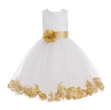 Ivory Floral Lace Heart Cutout Rose Petals Flower Girl Dress Junior Bridesmaid Special Event 185T(3)