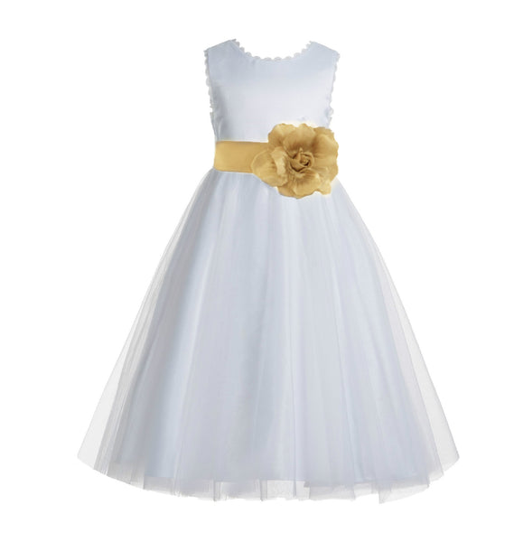 Ivory V-Back Lace Edge Flower Girl Dress Junior Pageant Special Occasion Formal Evening Gown 183T(2)