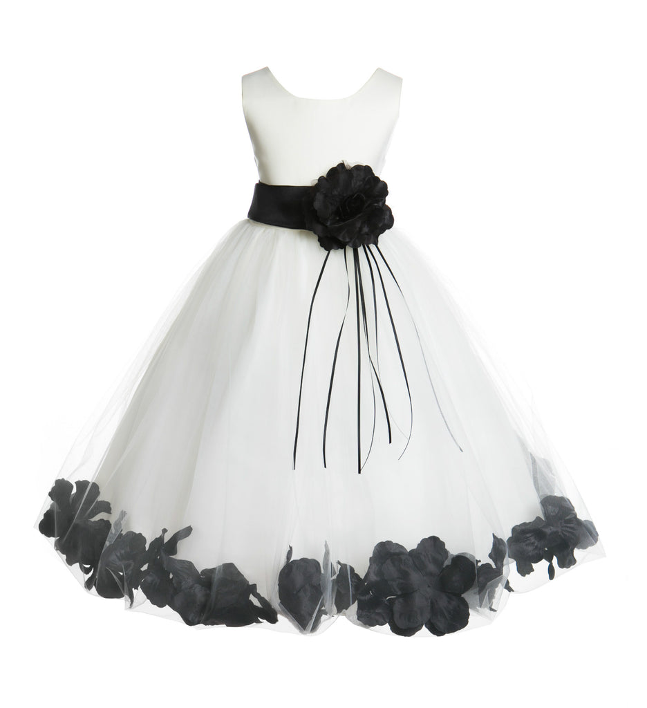 Wedding Pageant Floral Lace top Rose Petals White Tulle Flower Girl Dress 165T s Wedding Pageant Floral Lace top Rose Petals White Tulle Flower Girl Dress 165T s