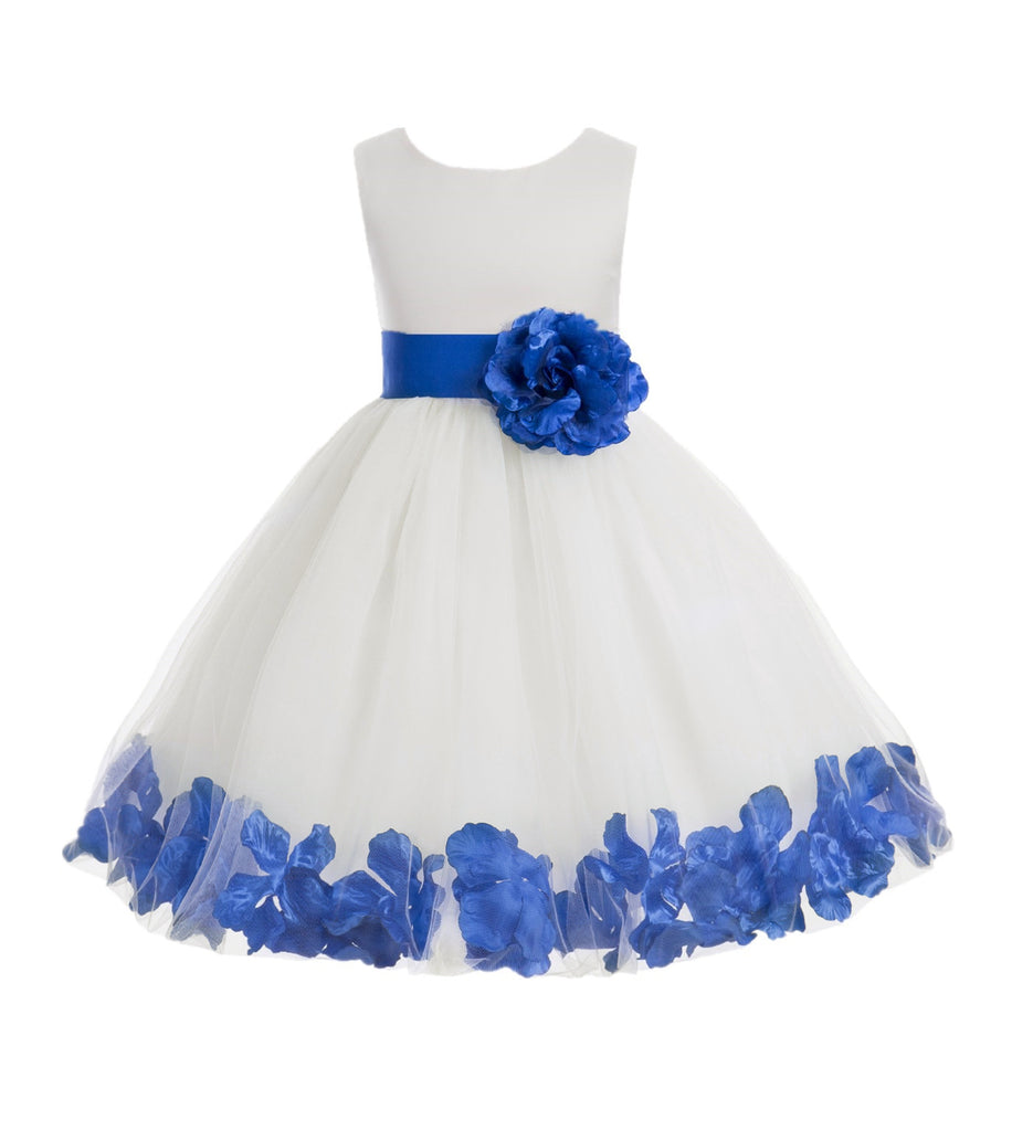 Ivory Tulle Floral Petals Flower Girl Dress Special Occasions Junior Pageant Wedding Holiday 302S(1) Pink / 12 Ivory Tulle Floral Petals Flower Girl Dress Special Occasions Junior Pageant Wedding Holiday 302S(1) Pink / 12