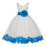 Ivory Tulle Floral Petals Flower Girl Dress Special Occasions Junior Pageant Wedding Holiday 302S(6)