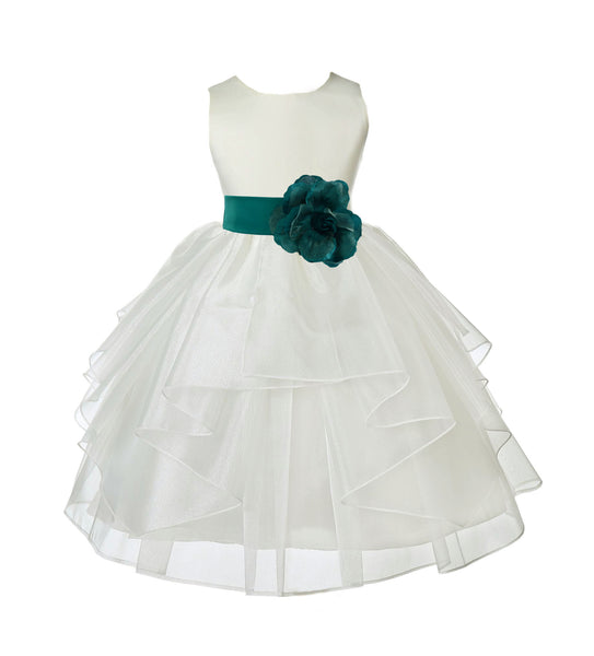 Ivory Shimmering Organza Flower Girl Dress Wedding Junior Bridesmaid Pageant Special Events 4613S(1)