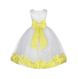 Ivory Tulle Floral Lace Top Rose Petals Flower Girl Dress Wedding Pageant Special Occasions 165T(1)