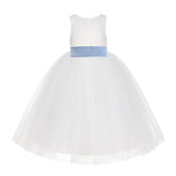 Ivory Floral Lace Flower Girl Dress Special Events Christening Pageant Gown Communion Recital LG7(2)