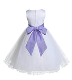 White Formal Wedding Pageant Special Occasions Rattail Edge Tulle Flower Girl Dress 829S(2)