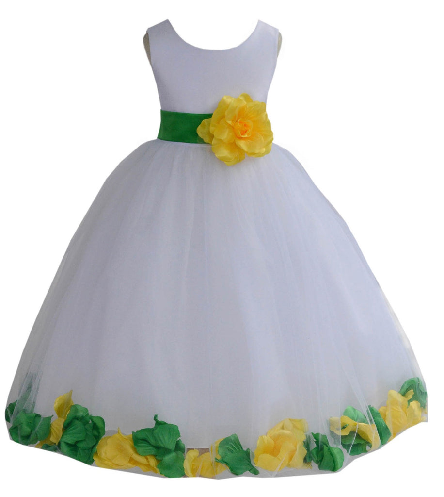 White Elegant Colorful Mixed Rose Petals Bridesmaid Pageant