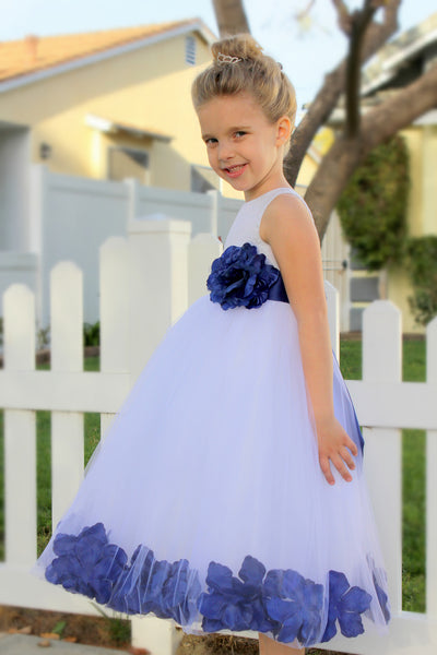 White Floral Lace Heart Cutout Rose Petals Flower Girl Dress Junior Bridesmaid Special Event 185T(3)