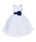White Shimmering Organza Flower Girl Dress Wedding Junior Bridesmaid Pageant Special Events 4613S(2)