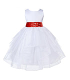 White Pageant Bridal Special Events Shimmering Organza Sequin Mesh Flower Girl Dress 4613mh