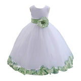 White Tulle Floral Petals Flower Girl Dress Special Occasions Junior Pageant Wedding Holiday 302S(2)