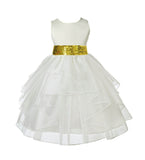 Ivory Pageant Bridal Special Events Shimmering Organza Sequin Mesh Flower Girl Dress 4613mh