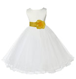 Ivory Formal Wedding Pageant Special Occasions Rattail Edge Tulle Flower Girl Dress 829T(3)