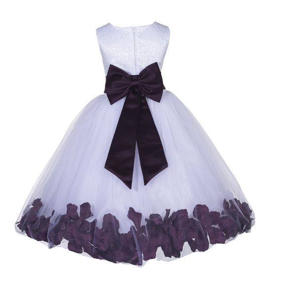 White Tulle Floral Lace Top Rose Petals Flower Girl Dress Wedding Pageant Special Occasions 165T(2) blush pink / 6-9 months