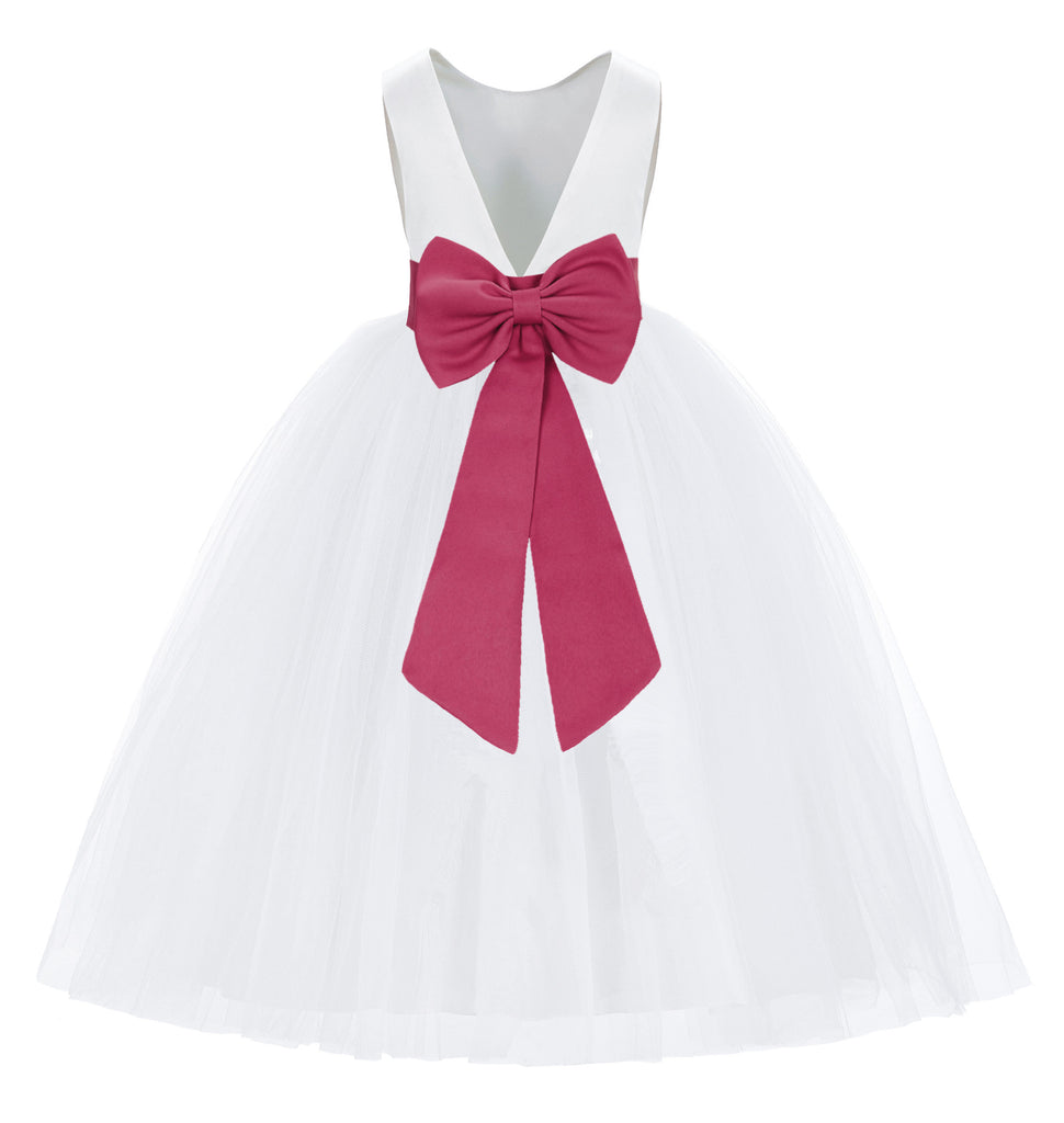 white dress with burgundy sash Azazie Hemi