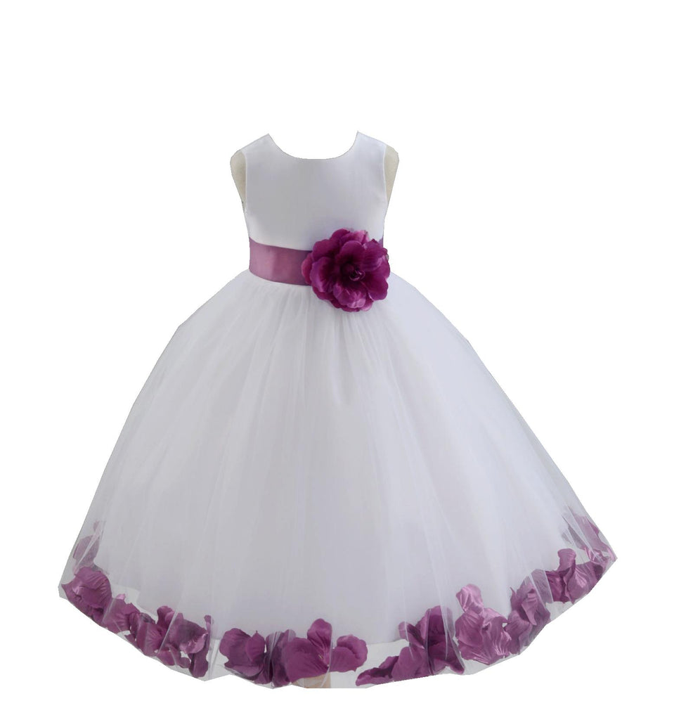 White Tulle Floral Petals Flower Girl Dress Special Occasions