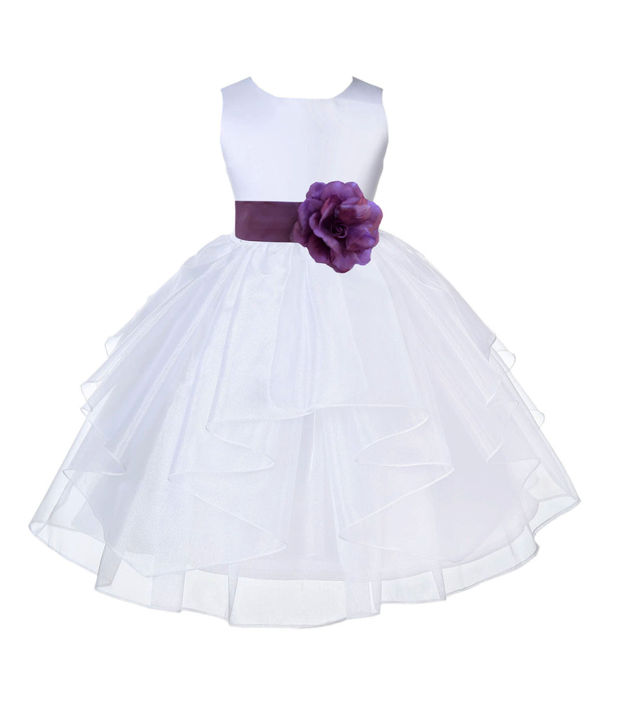 White Shimmering Organza Flower Girl Dress Wedding Junior