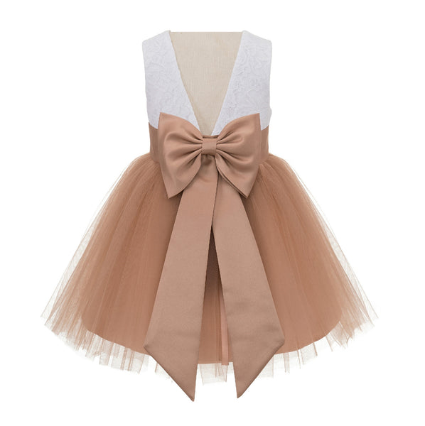 Backless V-Back Lace Flower Girl Dress Mini Bridal Gown Toddler Special Occasion Formal Dresses 206T