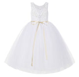 V-Back Lace Tutu Flower Girl Dresses for Wedding Toddler Pageant Gown Formal Special Events 212R2