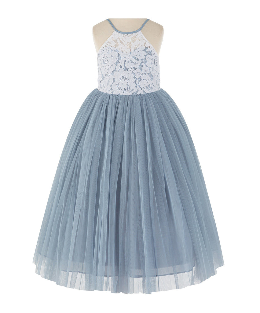 Lace Back Halter Flower Girl Dress Special Occasion Junior Pageant 213 Ivory / 6 Lace Back Halter Flower Girl Dress Special Occasion Junior Pageant 213 Ivory / 6
