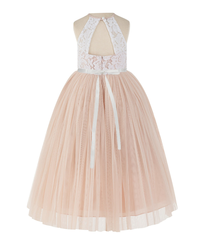 Lace Back Halter Flower Girl Dress Toddler Dresses Formal 213R5thin | Ekidsbridal Lace Back Halter Flower Girl Dress Toddler Dresses Formal 213R5thin | Ekidsbridal