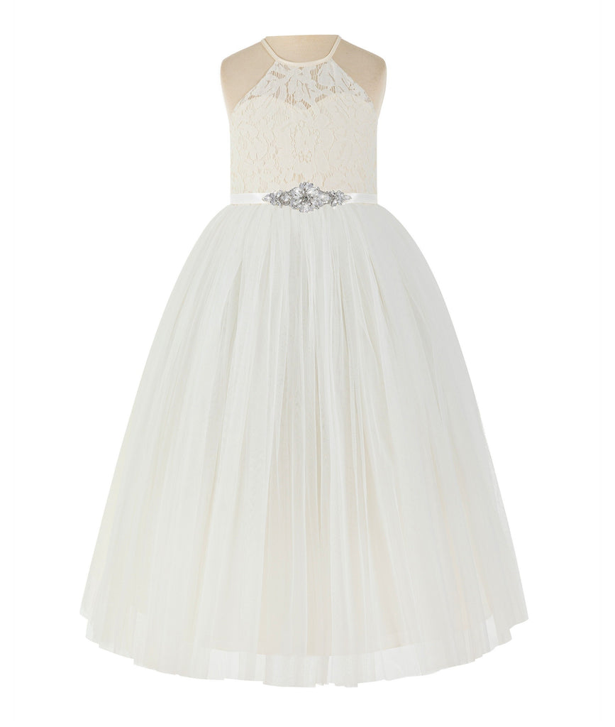 Lace Back Halter Flower Girl Dress Toddler Dresses Formal 213R5thin | Ekidsbridal Lace Back Halter Flower Girl Dress Toddler Dresses Formal 213R5thin | Ekidsbridal