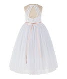 Lace Back Halter Flower Girl Dress Toddler Dresses Formal Pretty Princess Gown 213R5thin