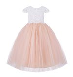 Floral Lace Cap Sleeves Flower Girl Dress Ceremonial Gown Ballroom Dresses for Toddlers 214