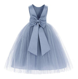 V-Back Satin Flower Girl Dress Elegant Pretty Princess Gown Ceremonial Dresses for Toddlers 219T(2)