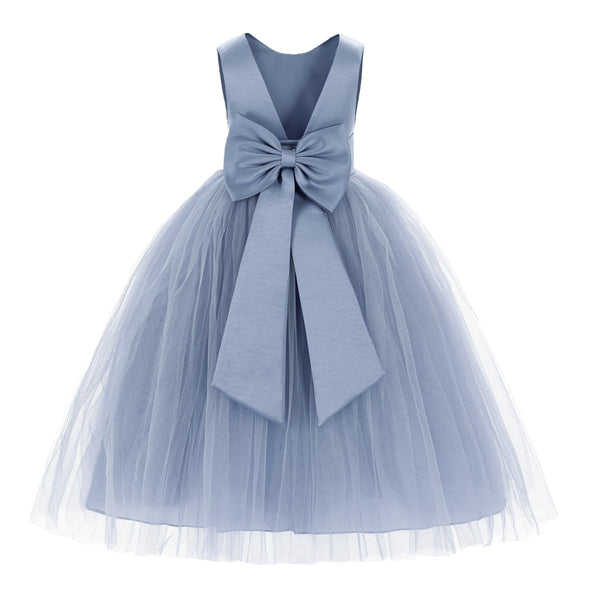 V-Back Satin Flower Girl Dress Elegant Pretty Princess Gown 219T | Ekidsbridal V-Back Satin Flower Girl Dress Elegant Pretty Princess Gown 219T | Ekidsbridal
